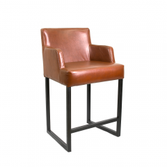 Барный стул Элий Лофт коричневый на опоре полубарная металлическая