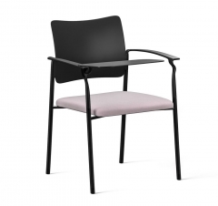 Кресло на черных опорах со столиком PINKO plastic 4legs black Jade9502 Arms+WT Серый Черный